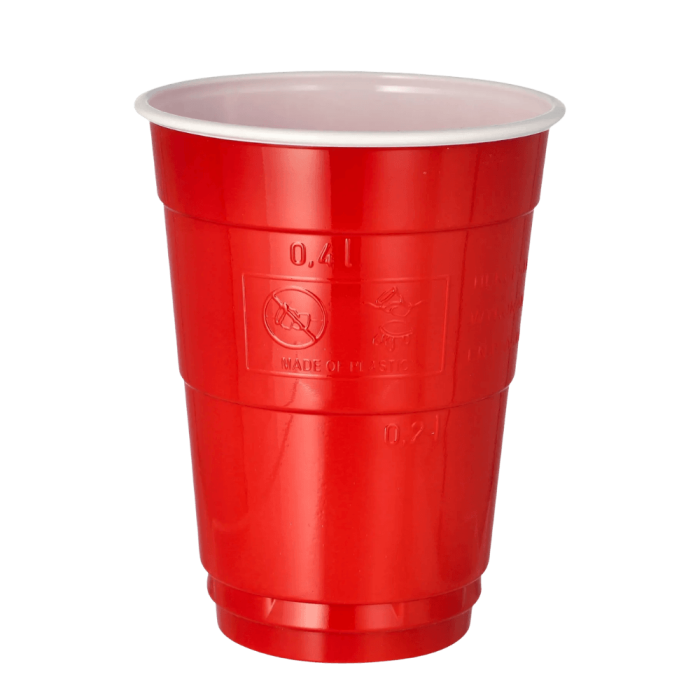 Kubki do piwa czerw./białe, fi 95 mm 0,4L - 50 sztuk