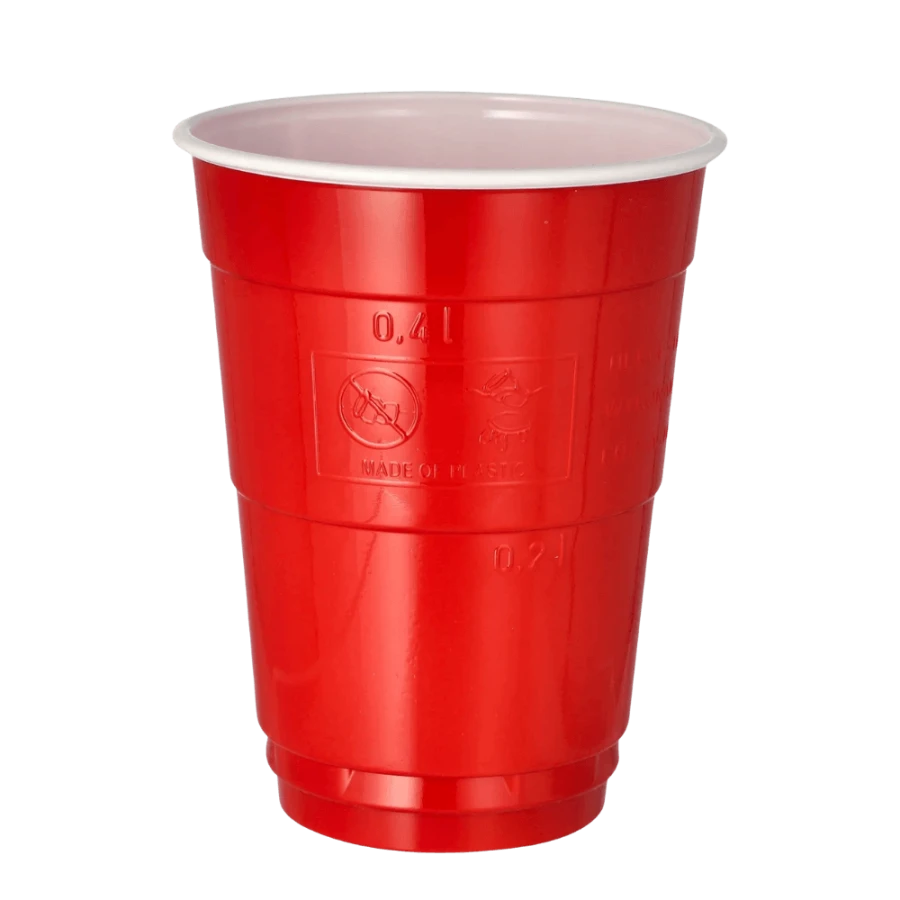 Kubki do piwa czerw./białe, fi 95 mm 0,4L - 50 sztuk