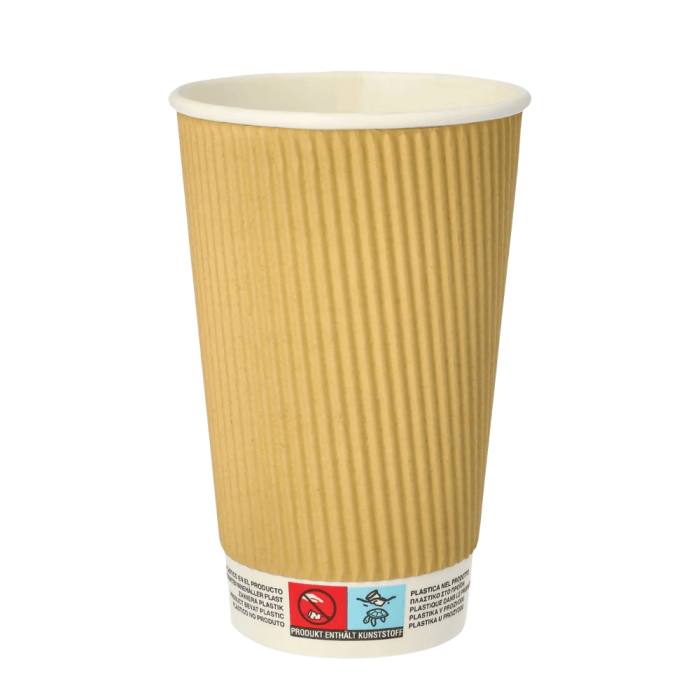 Kubki z papieru kraft Ripple Wall, fi 90 mm 0,4L - 25 sztuk