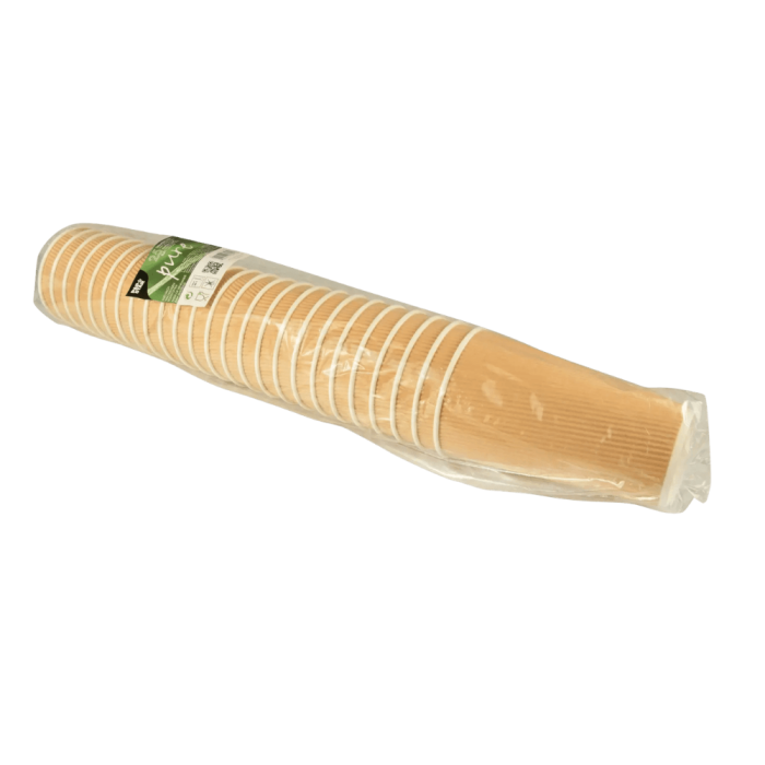 Kubki z papieru kraft Ripple Wall, fi 90 mm 0,4L - 25 sztuk