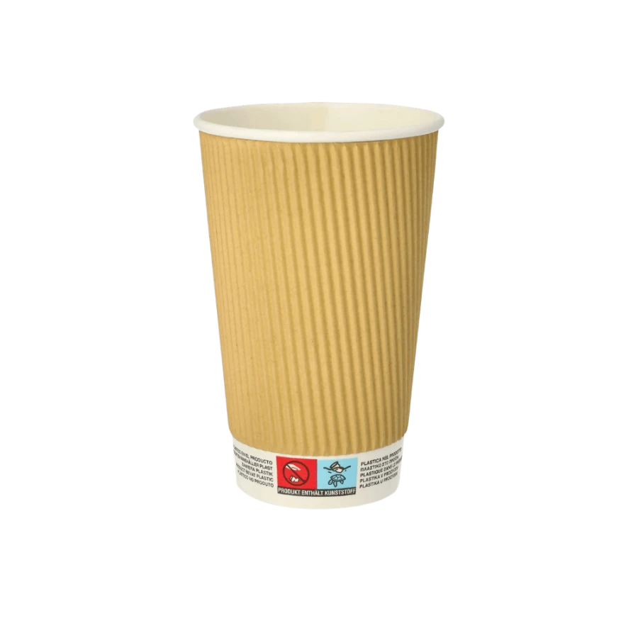 Kubki z papieru kraft Ripple Wall, fi 90 mm 0,3L - 25 sztuk