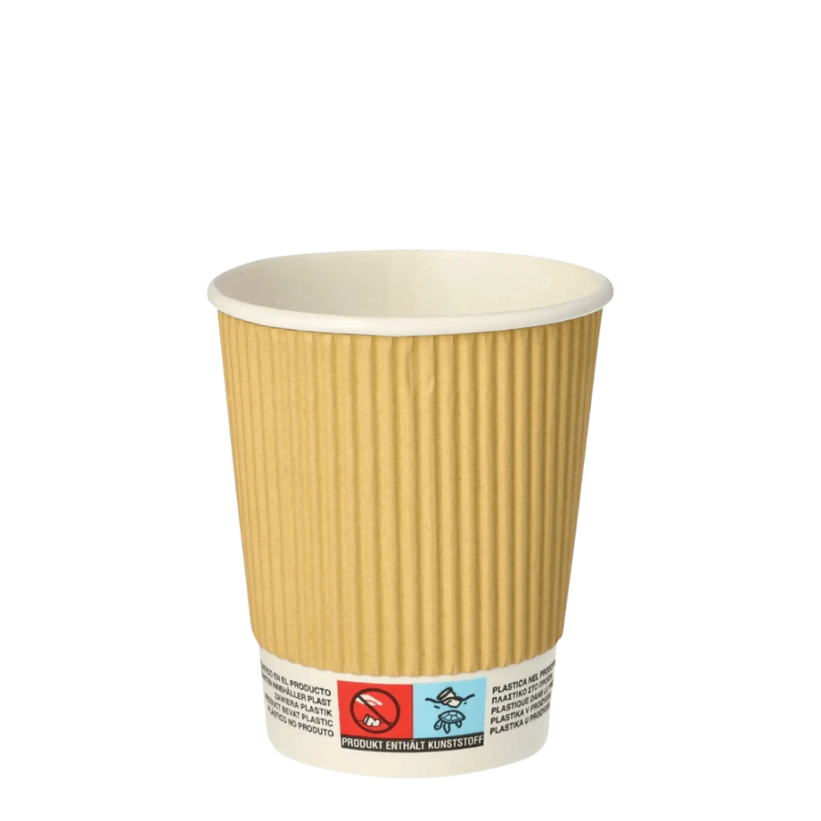 Kubki z papieru kraft Ripple Wall, fi 80 mm 0,2L - 25 sztuk