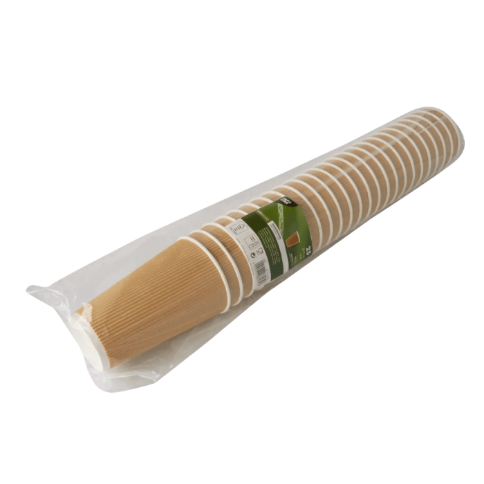 Kubki z papieru kraft Ripple Wall, fi 80 mm 0,2L - 25 sztuk