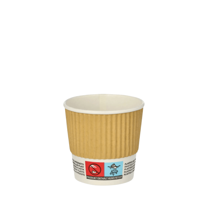 Kubki z papieru kraft Ripple Wall, fi 60 mm 0,1L - 25 sztuk