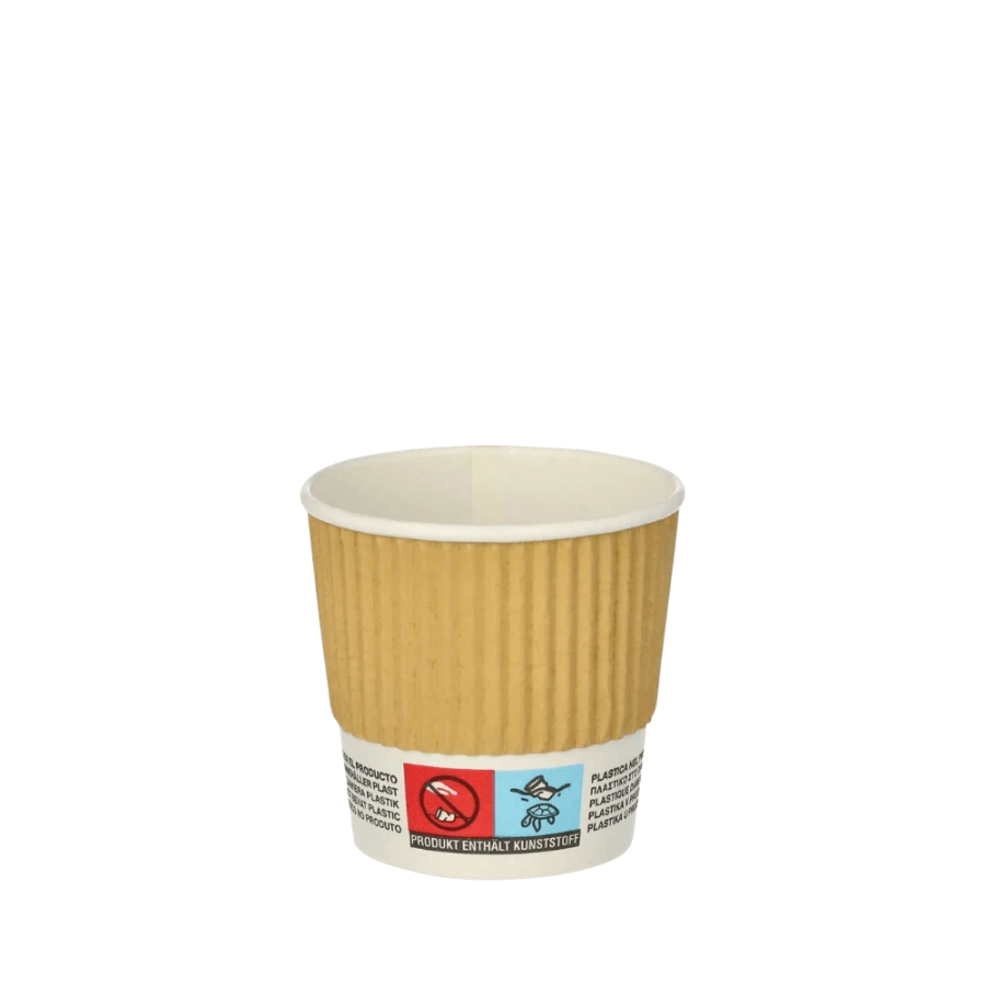 Kubki z papieru kraft Ripple Wall, fi 60 mm 0,1L - 25 sztuk