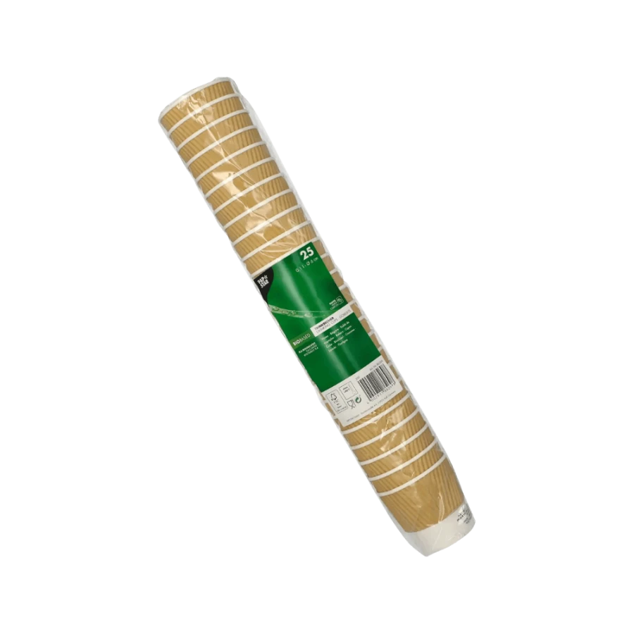 Kubki z papieru kraft Ripple Wall, fi 60 mm 0,1L - 25 sztuk