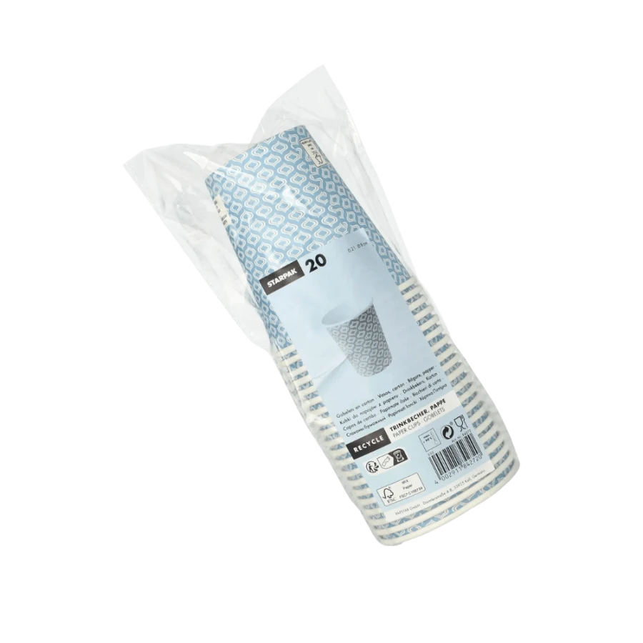 Kubki z papieru Blue Drop, fi 80 mm 0,2L - 20 sztuk