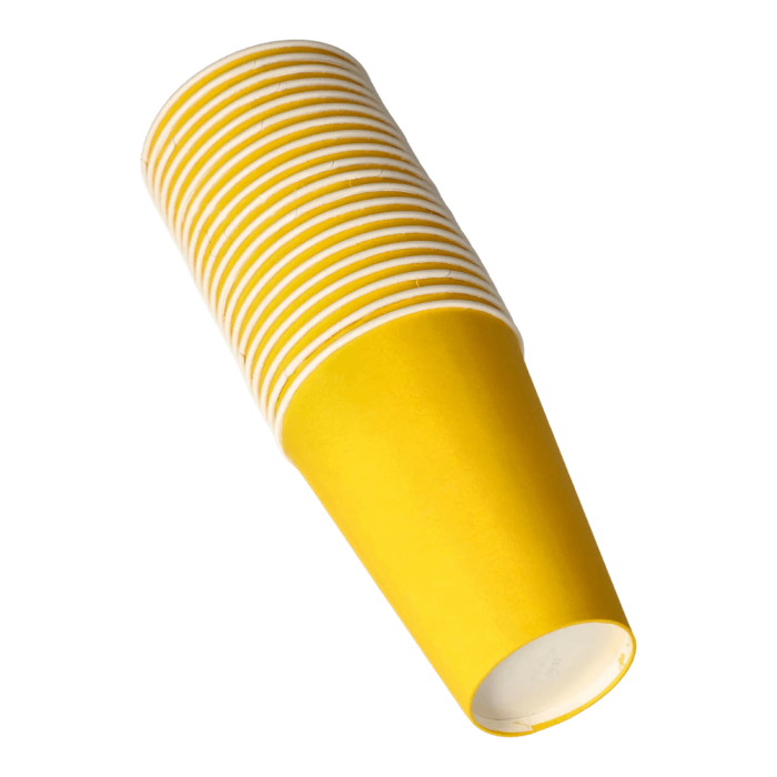 Kubki z papieru żółte, fi 70 mm 0,2L - 20 sztuk