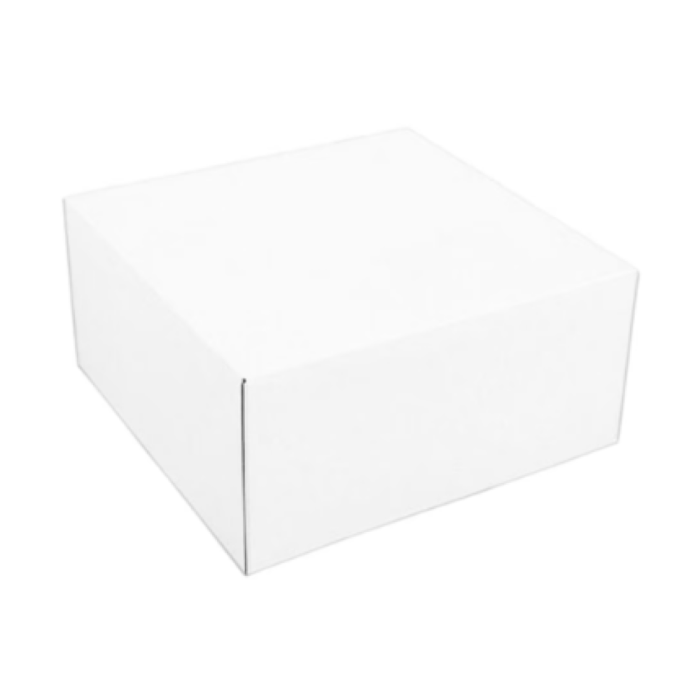 Pudełko cukiernicze do ciast z pokrywką 25 cm x 25 cm x 12 cm białe - 50 sztuk