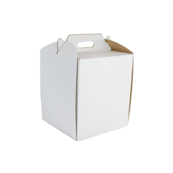 Pudełko na tort z rączką 26cm x 26cm x 30cm cm biało-brązowe - 10 sztuk