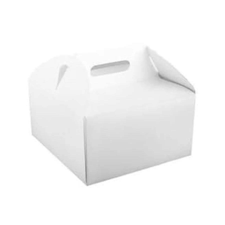 Pudełko na tort z rączką 26 cm x 26 cm x 14 cm cm białe - 25 sztuk