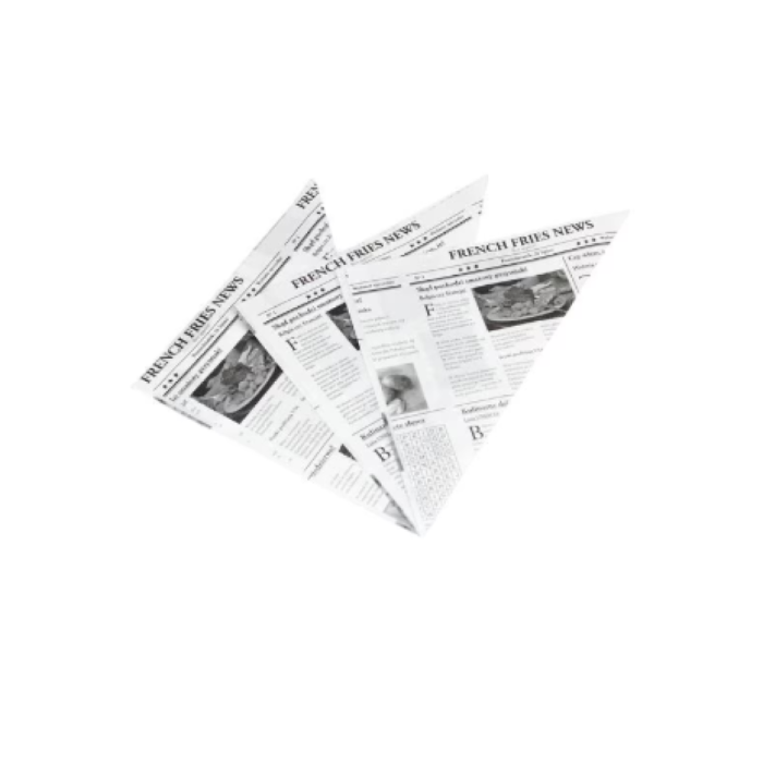 Rożek papierowy na frytki GAZETA tłuszoodporny 18 cm x 18 cm - 200 sztuk