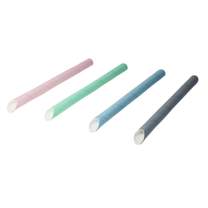 Słomka papierowa bubble tea pastelowy mix kolorów ścięta 200 mm fi 12 mm - 200 sztuk