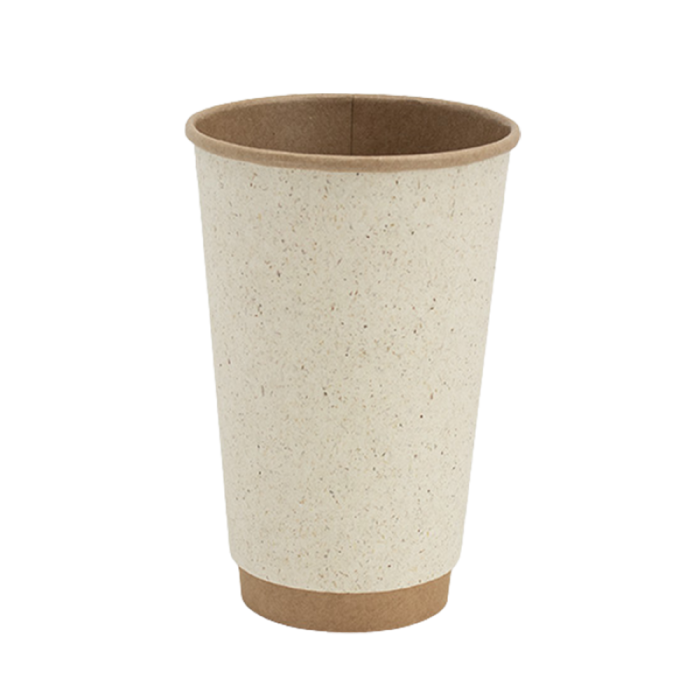 Kubek papierowy termiczny dwuwarstwowy trawa kraft 400 ml fi 90 mm - 20 sztuk