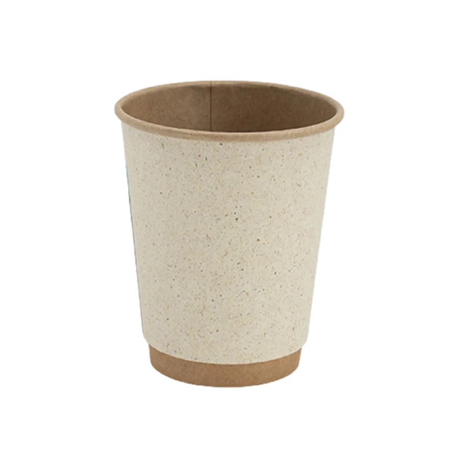 Kubek papierowy termiczny dwuwarstwowy trawa kraft 300 ml fi 90 mm - 20 sztuk