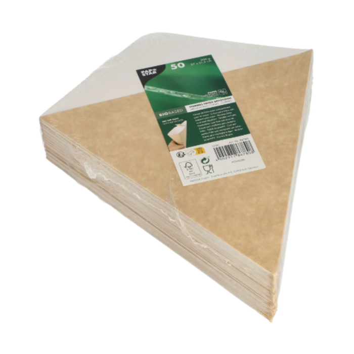 Rożek papierowy na frytki z miejscem na sos 23,5 cm x 19 cm brązowy - 50 sztuk