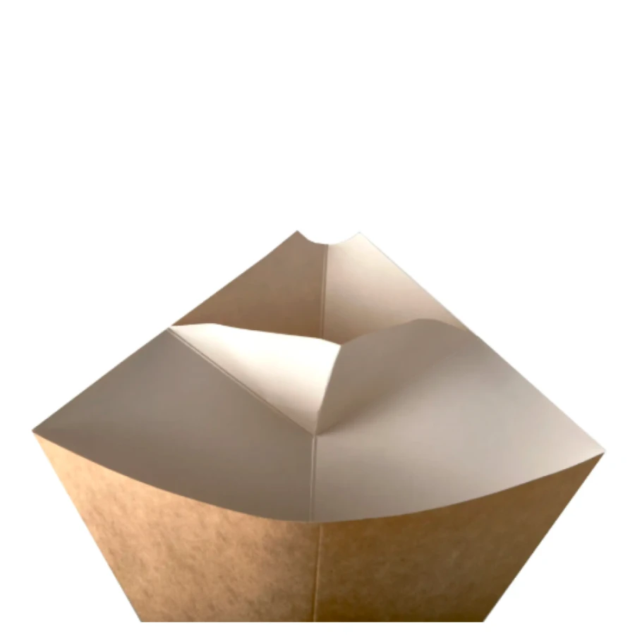 Rożek papierowy na frytki z miejscem na sos 23,5 cm x 19 cm brązowy - 50 sztuk