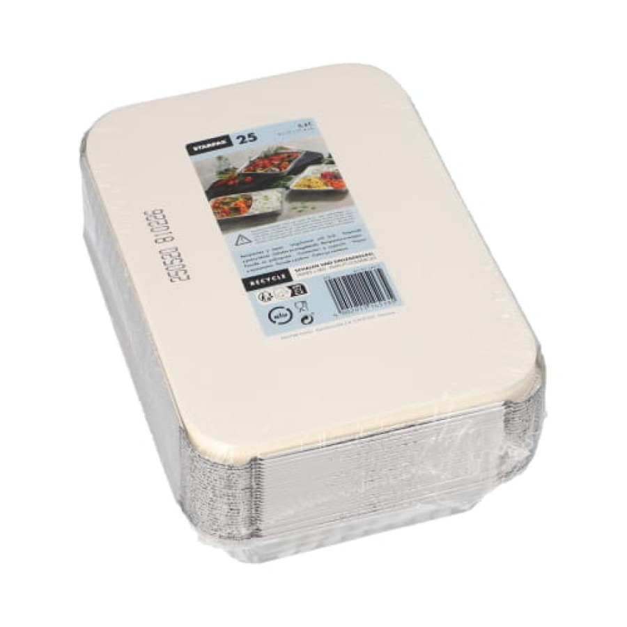 Pojemniki aluminiowe z pokrywkami z tektury 800 ml - 25 sztuk