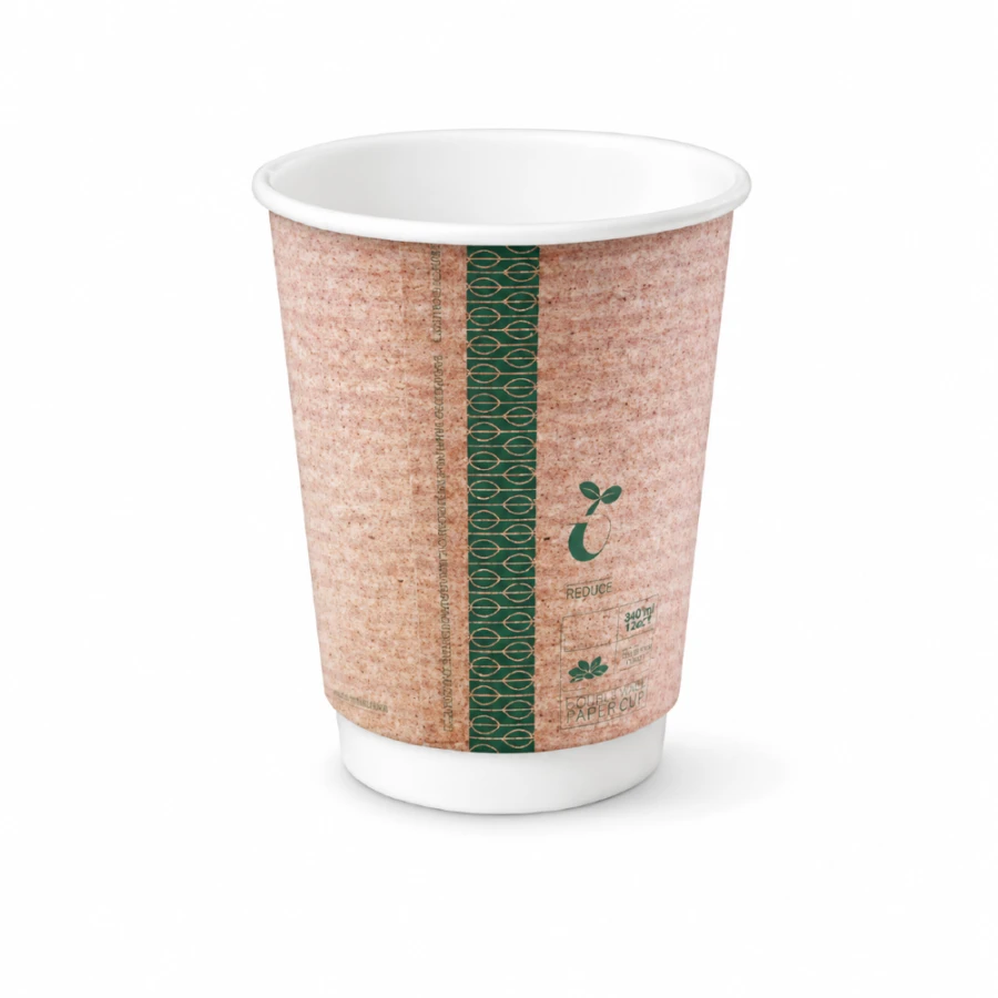 Kubek papierowy dwuwarstwowy kraft 340 ml fi 90 mm - 25 sztuk