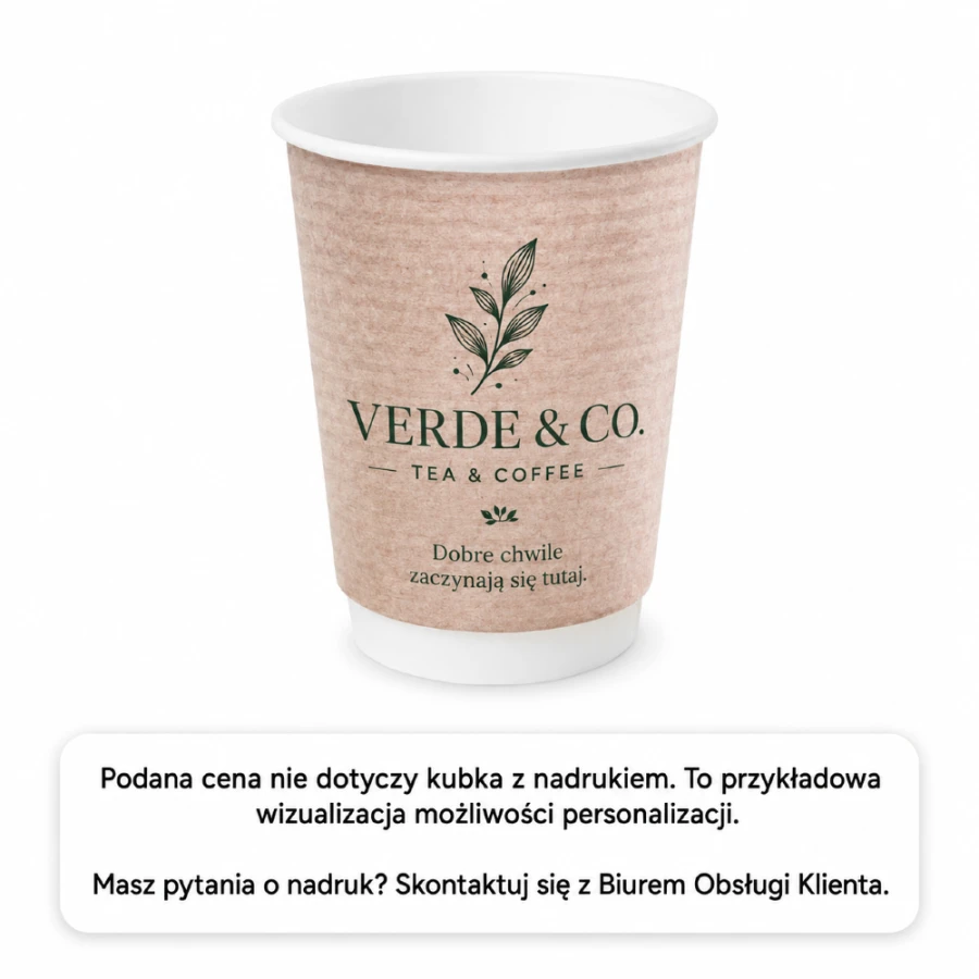 Kubek papierowy dwuwarstwowy kraft 340 ml fi 90 mm - 25 sztuk