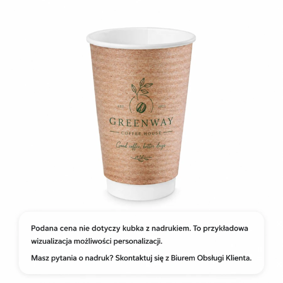 Kubek papierowy dwuwarstwowy kraft 450 ml fi 89 mm - 20 sztuk