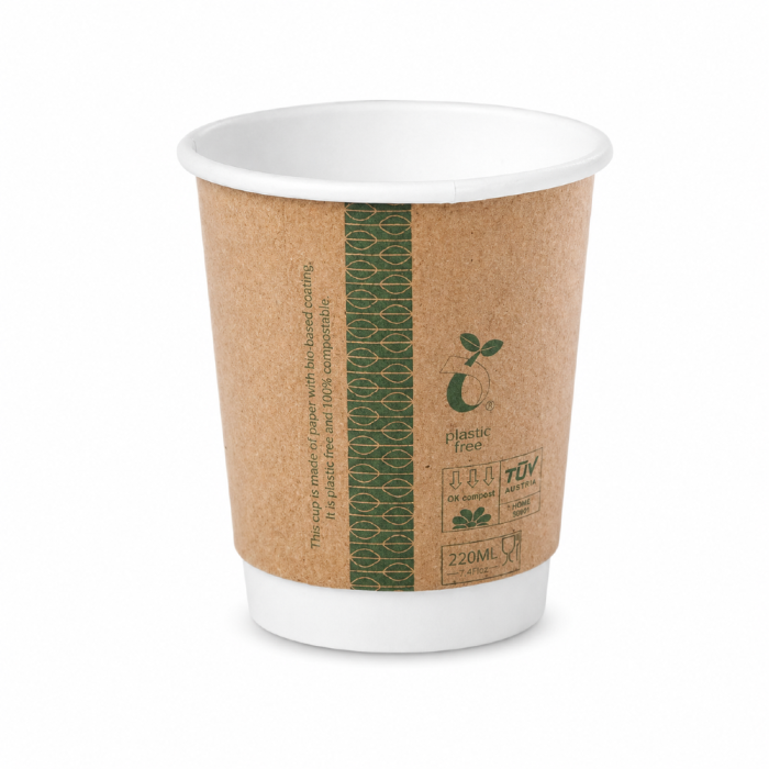 Kubek papierowy dwuwarstwowy kraft 220 ml fi 79 mm - 25 sztuk