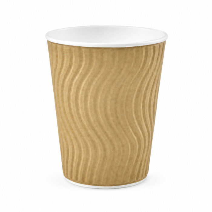 Kubek papierowy karbowany dwuwarstwowy kraft 300 ml fi 90 mm - 40 sztuk