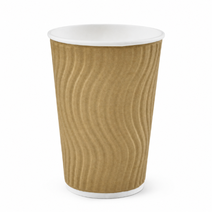 Kubek papierowy karbowany dwuwarstwowy kraft 250 ml fi 80 mm - 50 sztuk