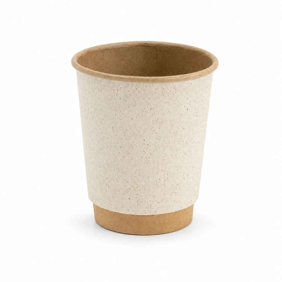 Kubek papierowy termiczny dwuwarstwowy trawa kraft 250 ml fi 80 mm - 20 sztuk