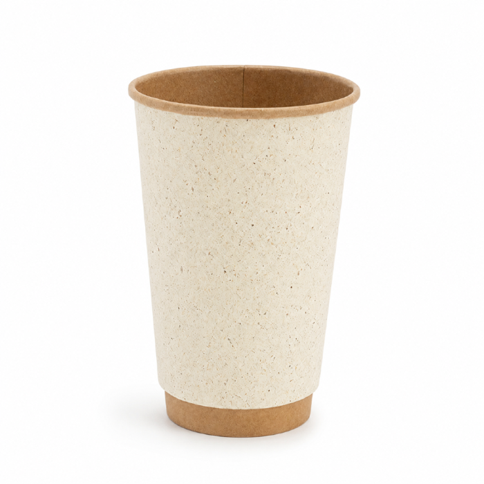 Kubek papierowy termiczny dwuwarstwowy trawa kraft 400 ml fi 90 mm - 20 sztuk