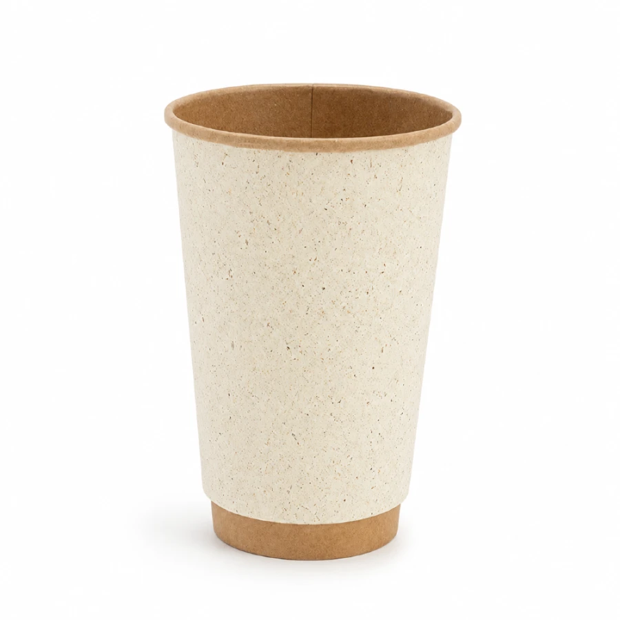 Kubek papierowy termiczny dwuwarstwowy trawa kraft 400 ml fi 90 mm - 20 sztuk