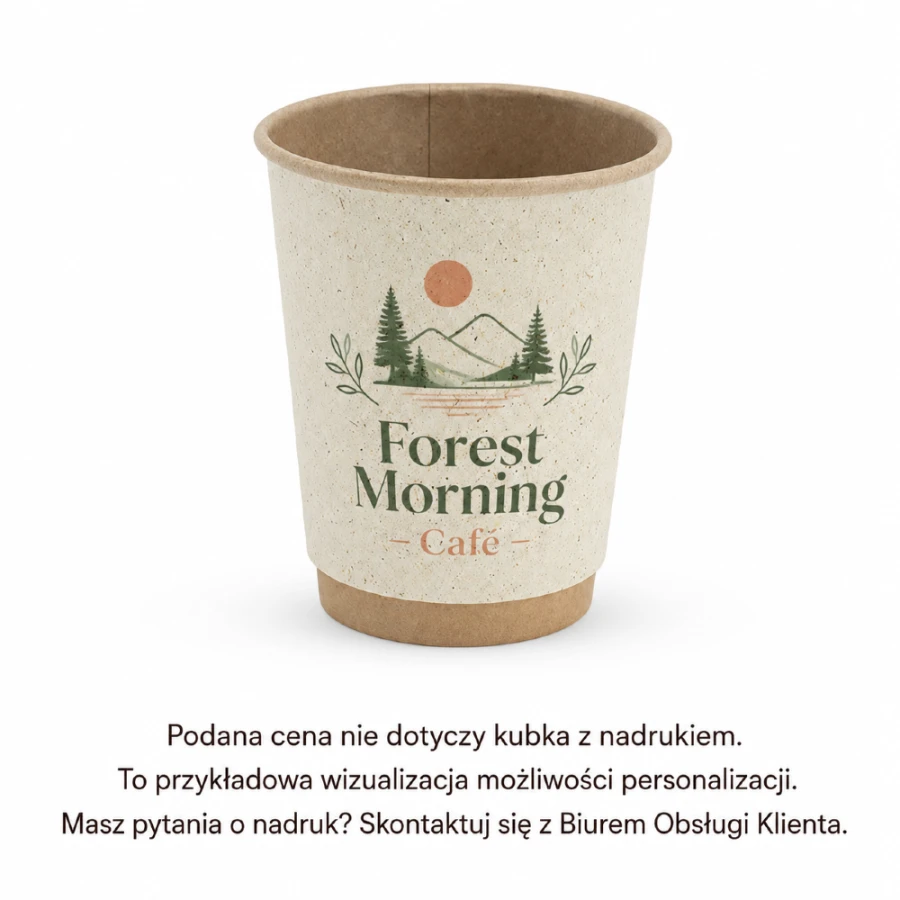 Kubek papierowy termiczny dwuwarstwowy trawa kraft 300 ml fi 90 mm - 20 sztuk