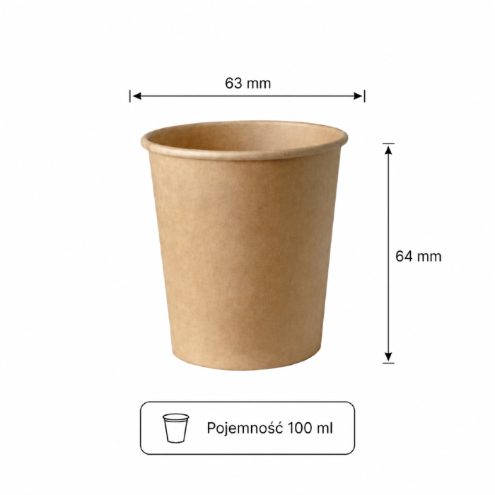 Kubek z papieru Kraft 100 ml fi 6,3 cm - 100 sztuk