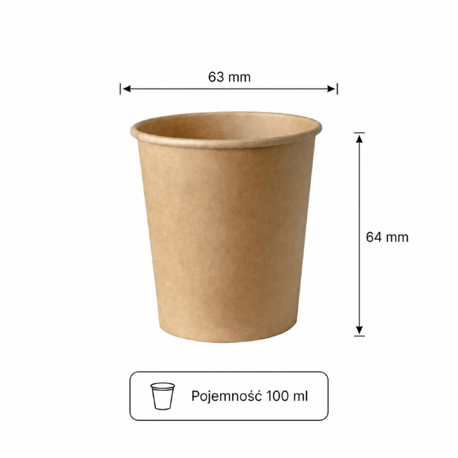 Kubek z papieru Kraft 100 ml fi 6,3 cm - 100 sztuk
