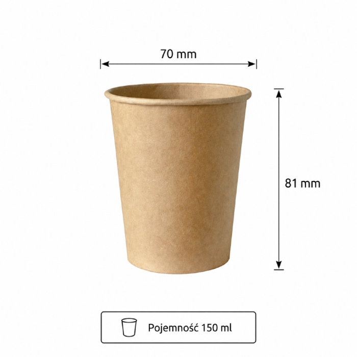 Kubek z papieru Kraft 150 ml fi 7 cm - 100 sztuk