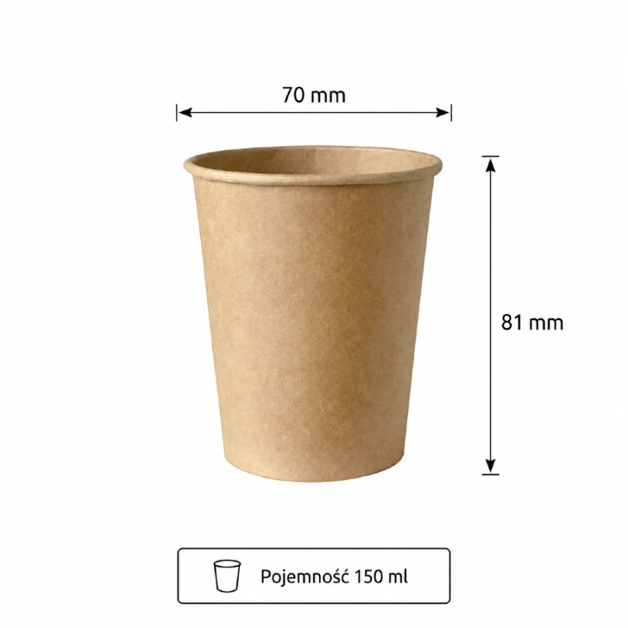 Kubek z papieru Kraft 150 ml fi 7 cm - 100 sztuk