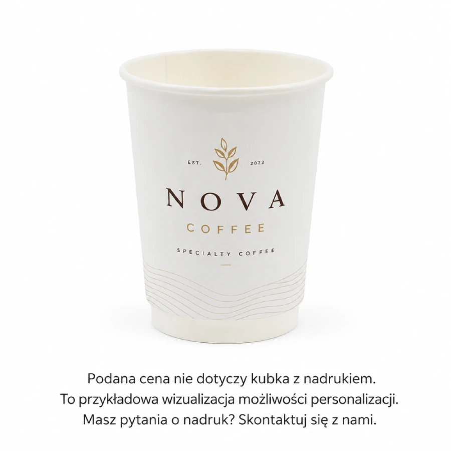 Kubek papierowy, biały, fi 90 mm, 300 ml - 50 sztuk
