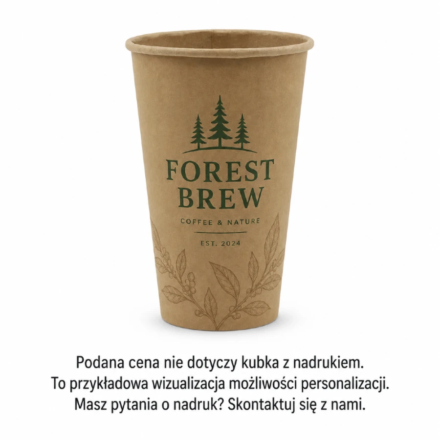 Kubek papierowy jednowarstwowy, kraft, fi 90 mm, 400 ml - 50 sztuk