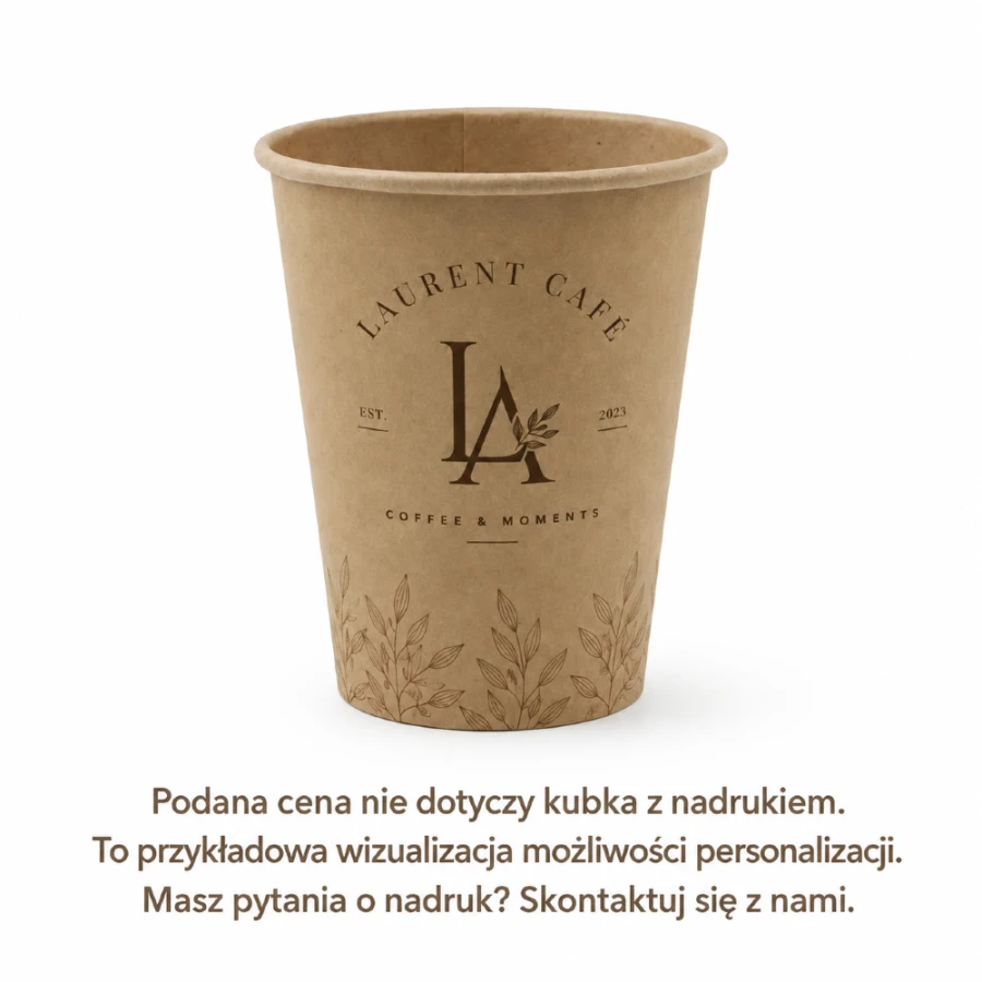 Kubek papierowy jednowarstwowy, kraft, fi 90 mm, 300 ml - 50 sztuk