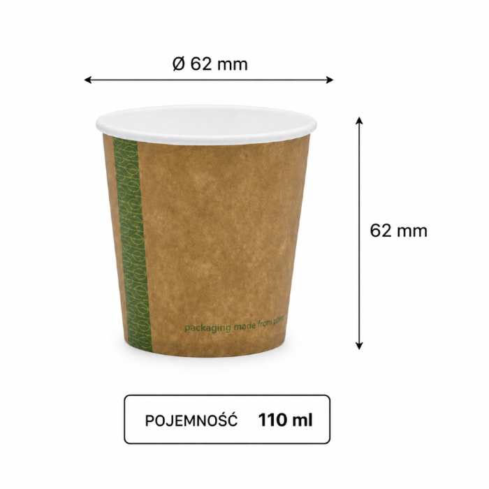 Kubek papierowy jednowarstwowy kraft 110 ml fi 62 mm - 50 sztuk