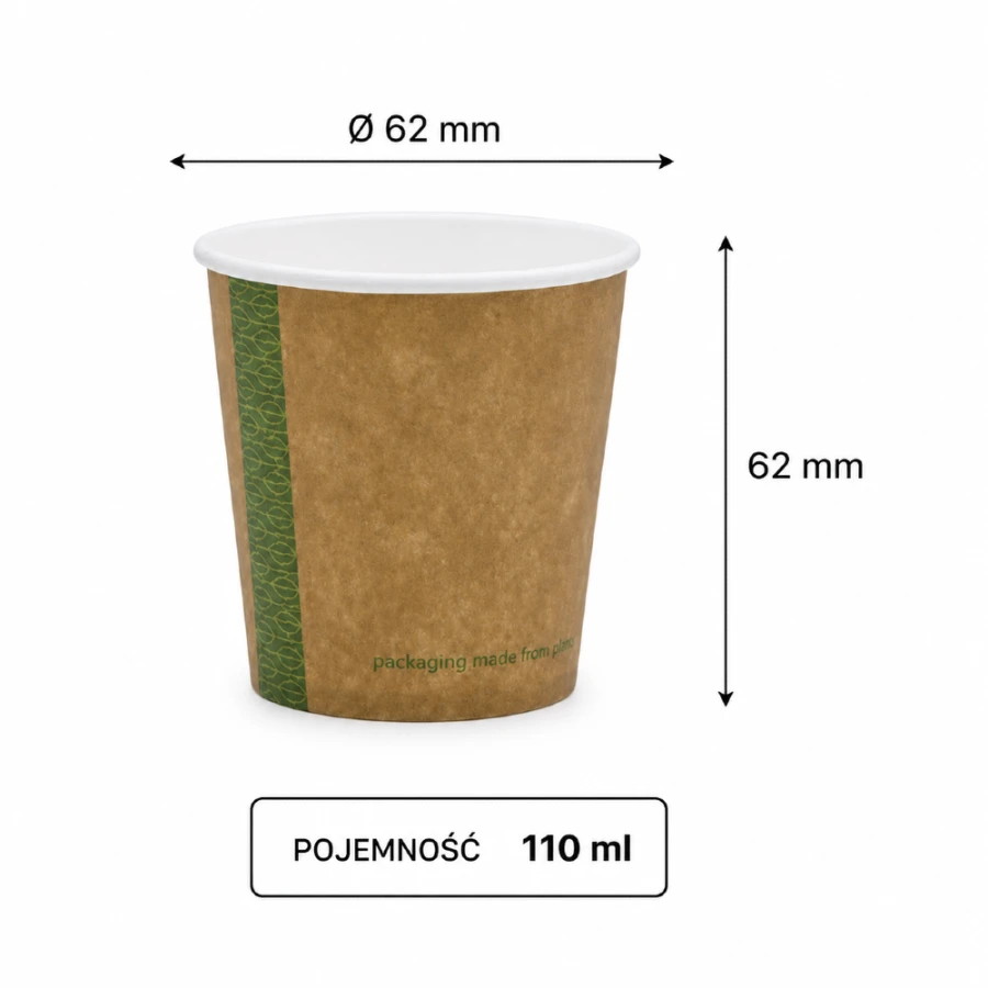 Kubek papierowy jednowarstwowy kraft 110 ml fi 62 mm - 50 sztuk