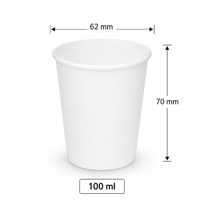 Kubek papierowy biały 100 ml, fi 62 mm - 50 sztuk