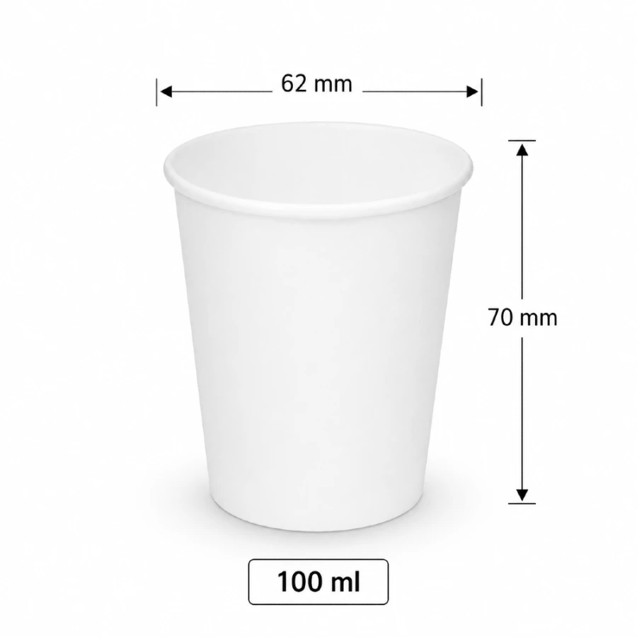 Kubek papierowy biały 100 ml, fi 62 mm - 50 sztuk
