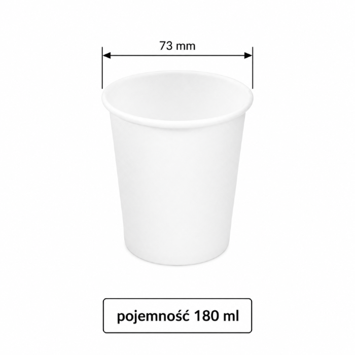 Kubek papierowy biały 180 ml, fi 73 mm - 50 sztuk