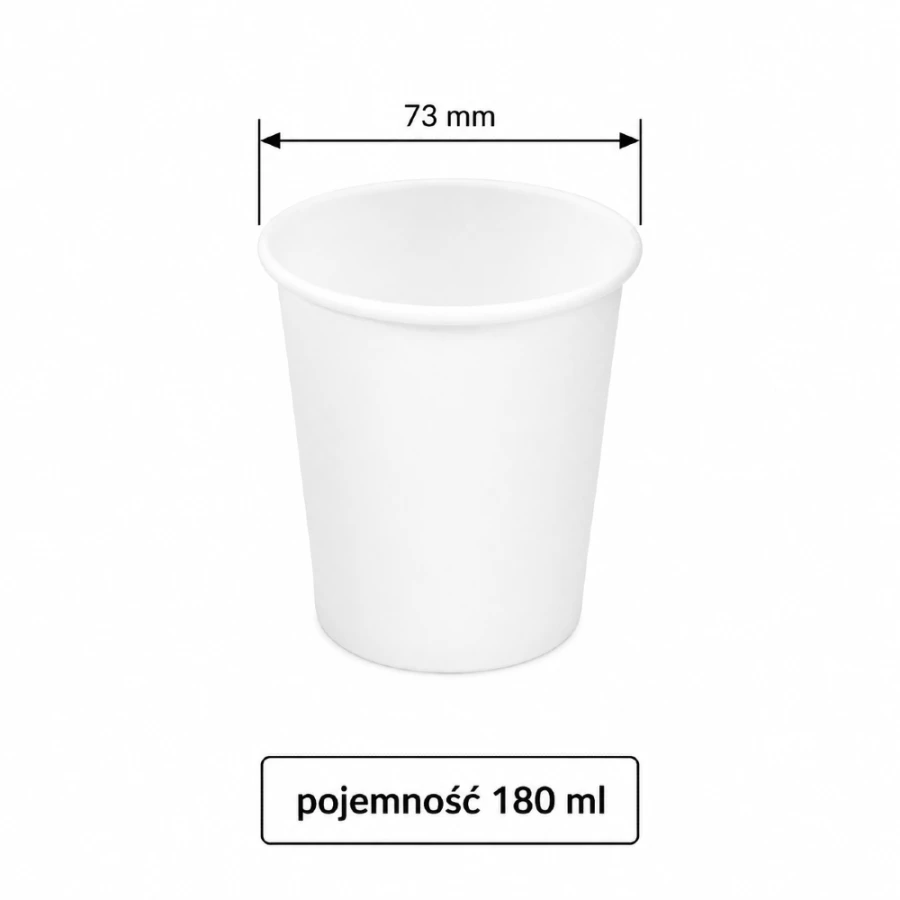 Kubek papierowy biały 180 ml, fi 73 mm - 50 sztuk