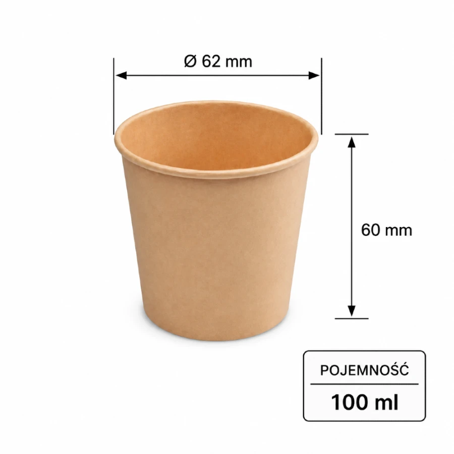 Kubek papierowy kraft 100 ml fi 62 mm - 50 sztuk