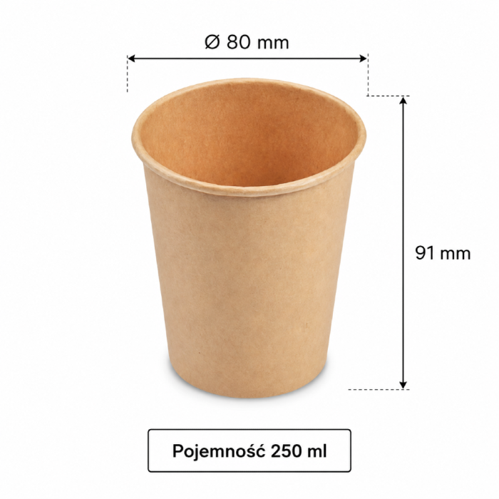 Kubek papierowy kraft 250 ml fi 80 mm - 50 sztuk