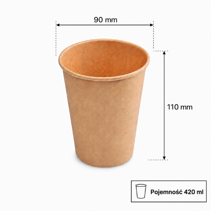 Kubek papierowy kraft 420 ml fi 90 mm - 50 sztuk