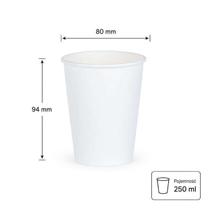 Kubek papierowy biały 250 ml fi 80 mm - 50 sztuk
