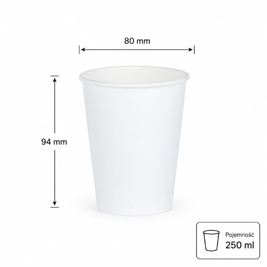 Kubek papierowy biały 250 ml fi 80 mm - 50 sztuk